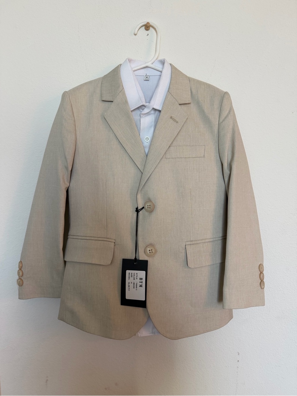 Boys' Light Beige Dress Blazer - Classic Two-Button Style